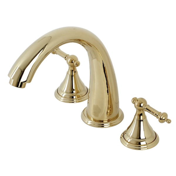 Roman Tub Faucet, Polished Brass, Deck Mount